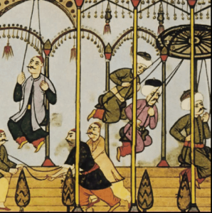 Detail from an illustration by Levni, showing the Festival Chronicle of Vehbi (Surna-me-i Vehbi). Unesco World Art Series: Turkey, Ancient Miniatures. Paris 1961